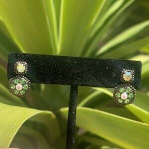 SORRELLI Green AB Swarovski Crystal Flower Dangle EARRINGS